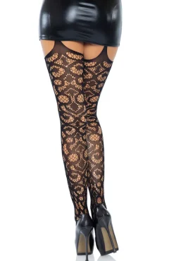 Leg Avenue Scroll Lace Garterbelt Stockings