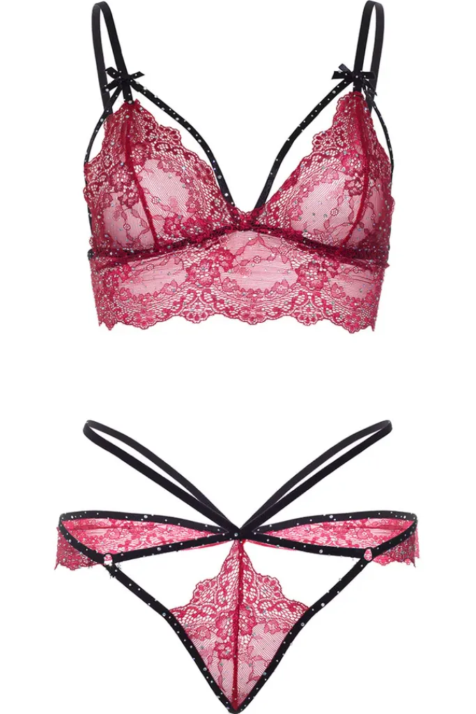Leg Avenue Strappy Bralette and G-string Burgundy