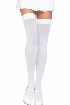 Leg Avenue White Nylon Thigh Highs