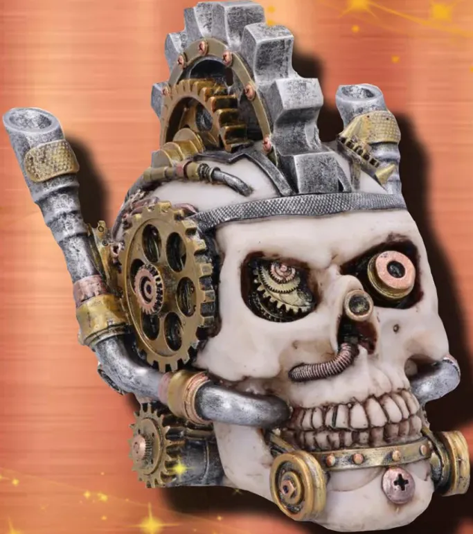 Nemesis Now Metal Head Steampunk Skull Box