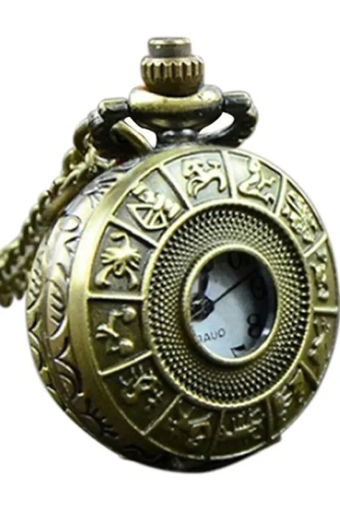 Pocketwatches Miniature Zodiac Steampunk Pocket Watch Necklace
