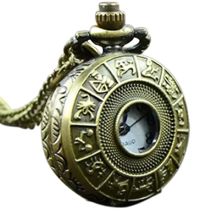Pocketwatches Miniature Zodiac Steampunk Pocket Watch Necklace