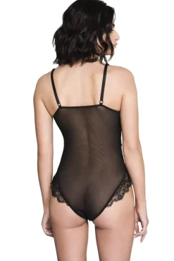 Music Legs Flower Lace and Back Mesh Teddy