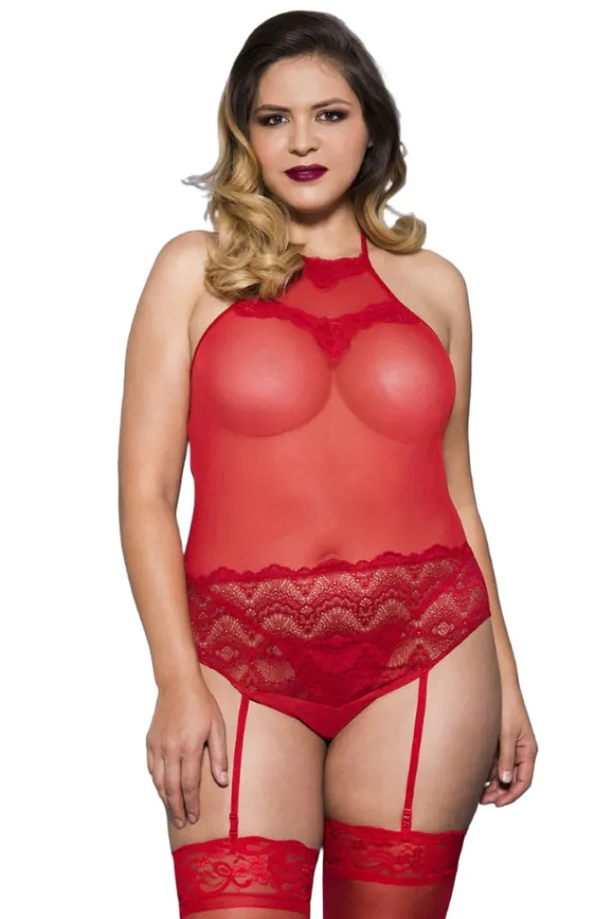 Music Legs Plus Size Teddy Red 20050Q