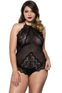 Music Legs Plus Size Teddy 80055Q Black