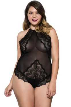 Music Legs Plus Size Teddy 80055Q Black