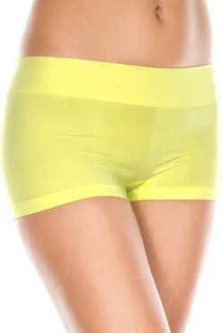 Music Legs Stretched Booty Shorts Neon Yellow