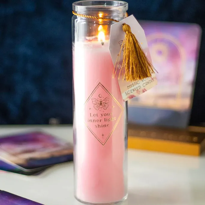 Something Different Mystic Rose Tube Candle with Rose Quartz Crystals