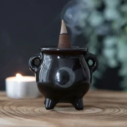 Something Different Mystical Moon Cauldron Ceramic Incense Holder
