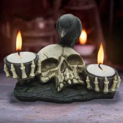 Nemesis Now Nevermore Raven and Skull Candle Holder