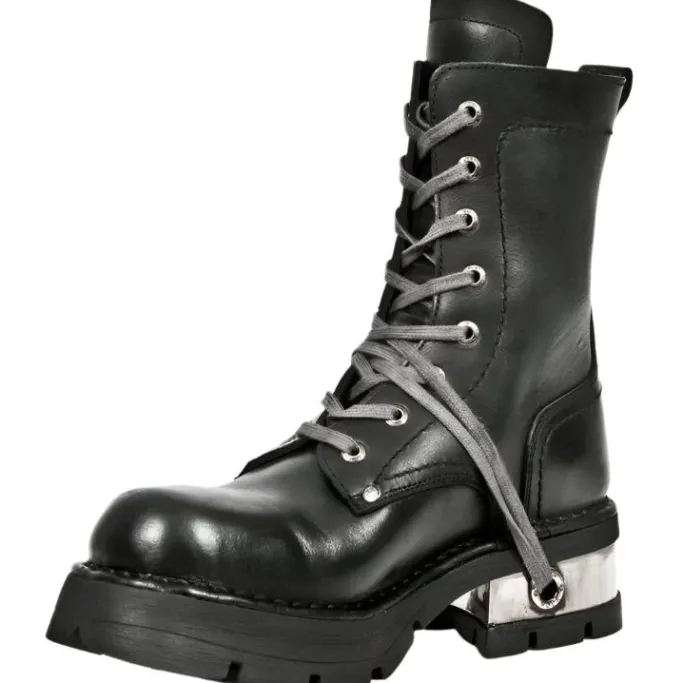 New Rock Boots New Rock Biker Boots Skull Cross Badge M.1623