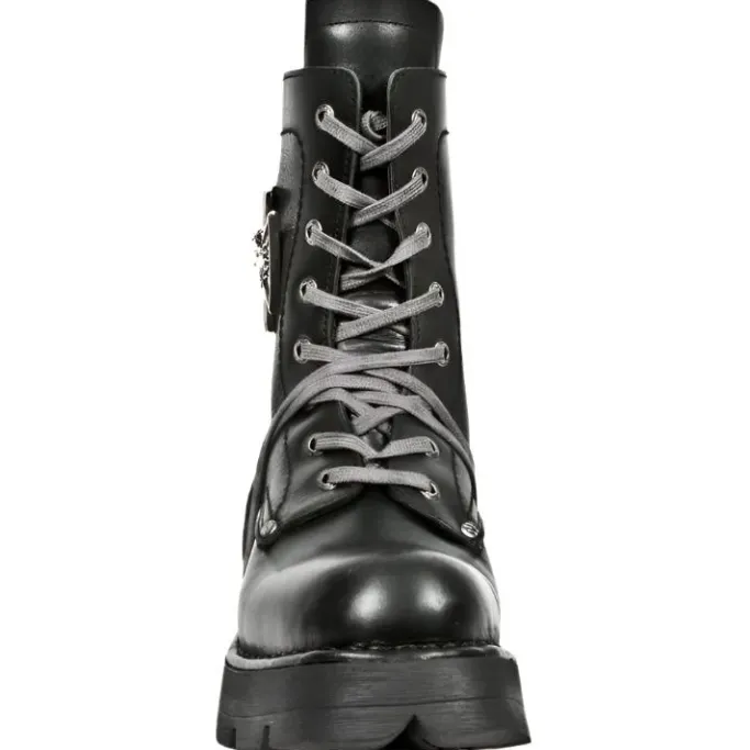New Rock Boots New Rock Biker Boots Skull Cross Badge M.1623