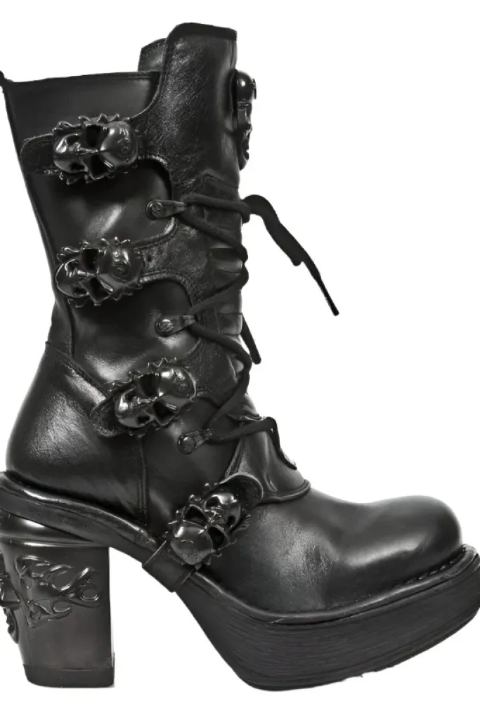 New Rock Boots New Rock Black NRK Skull Boots M.8366