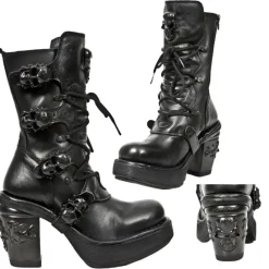 New Rock Boots New Rock Black NRK Skull Boots M.8366