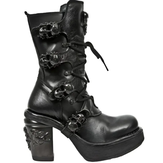 New Rock Boots New Rock Black NRK Skull Boots M.8366