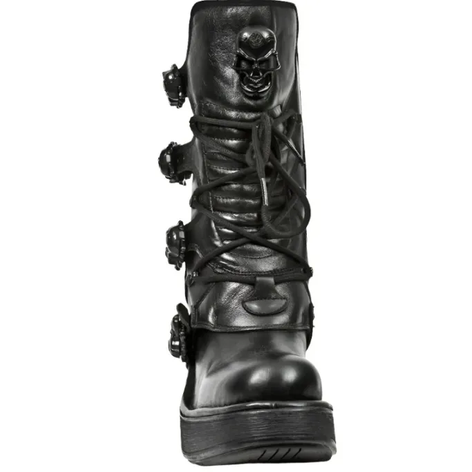 New Rock Boots New Rock Black NRK Skull Boots M.8366