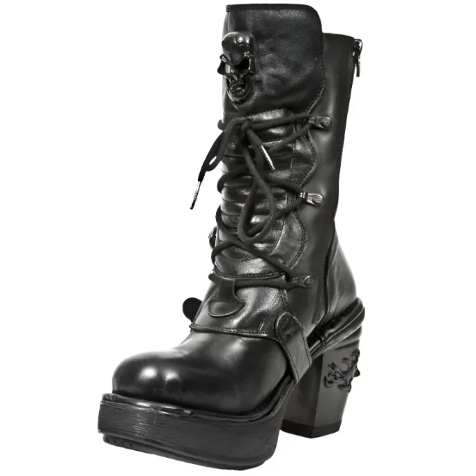 New Rock Boots New Rock Black NRK Skull Boots M.8366