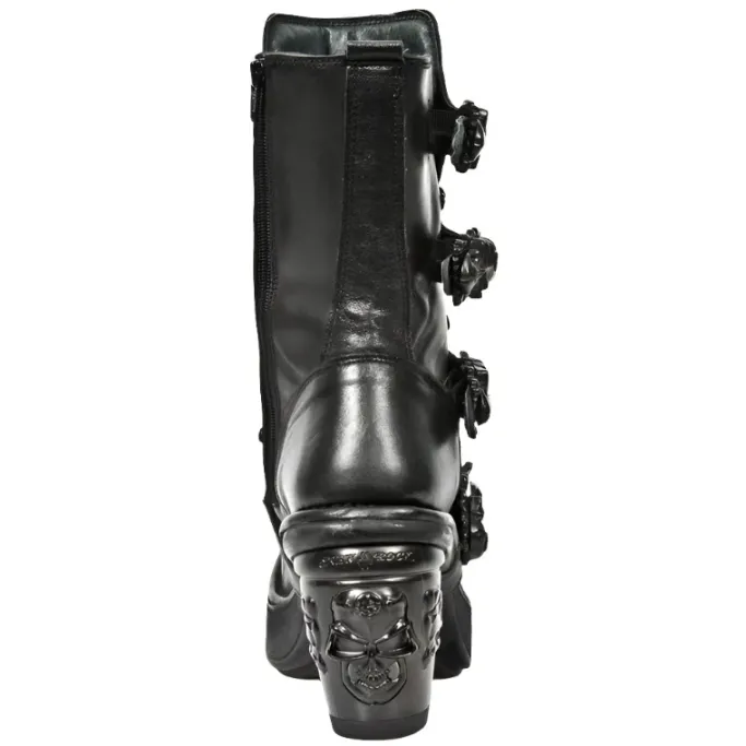 New Rock Boots New Rock Black NRK Skull Boots M.8366