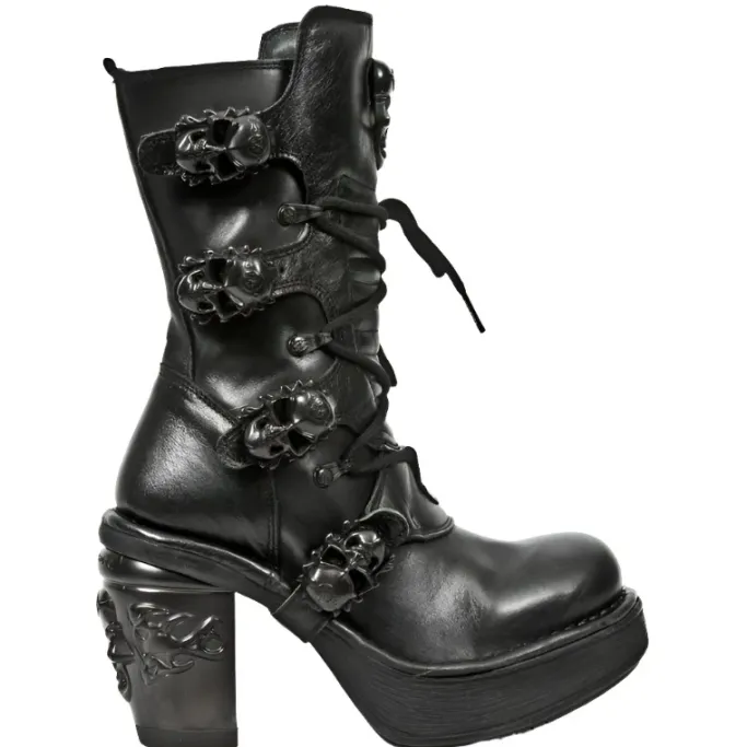 New Rock Boots New Rock Black NRK Skull Boots M.8366
