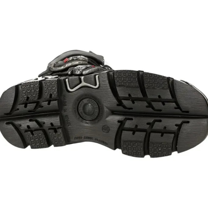 New Rock Boots New Rock Dark Red Bat and Flames Boots, M.195-S1