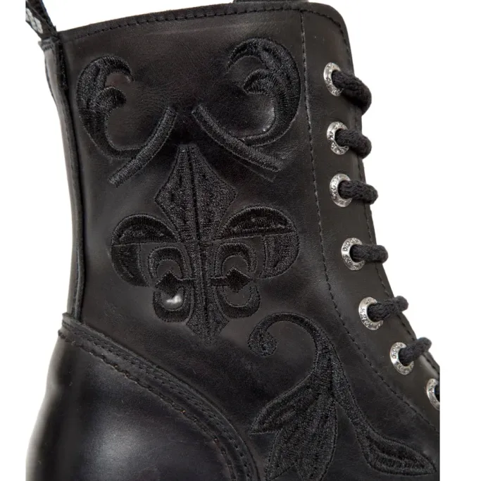 New Rock Boots New Rock Embroidered Fleur De Lys Boots M.NEWMILI118-S1