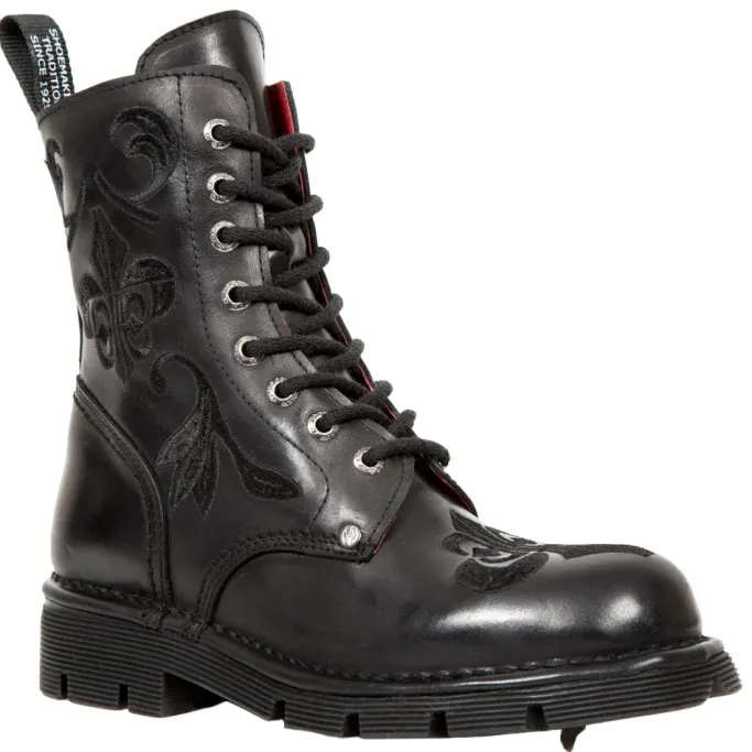 New Rock Boots New Rock Embroidered Fleur De Lys Boots M.NEWMILI118-S1