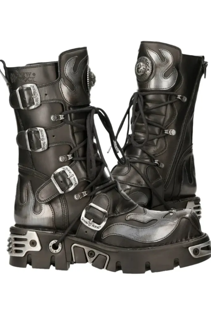 New Rock Boots New Rock Flame Boots, Demon Skull M.107-S2