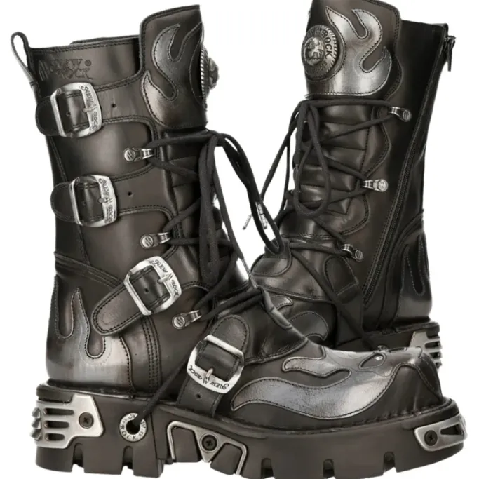New Rock Boots New Rock Flame Boots, Demon Skull M.107-S2