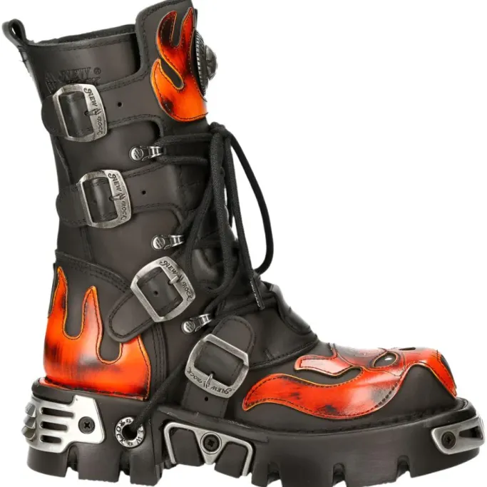 New Rock Boots New Rock Flame Boots, Demon Skull M.107-S1