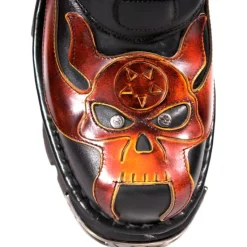New Rock Boots New Rock Flame Boots, Demon Skull M.107-S1