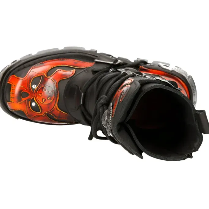 New Rock Boots New Rock Flame Boots, Demon Skull M.107-S1