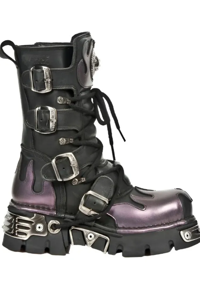 New Rock Boots New Rock Purple Flame Boots M591 S5 (UK3, 13)