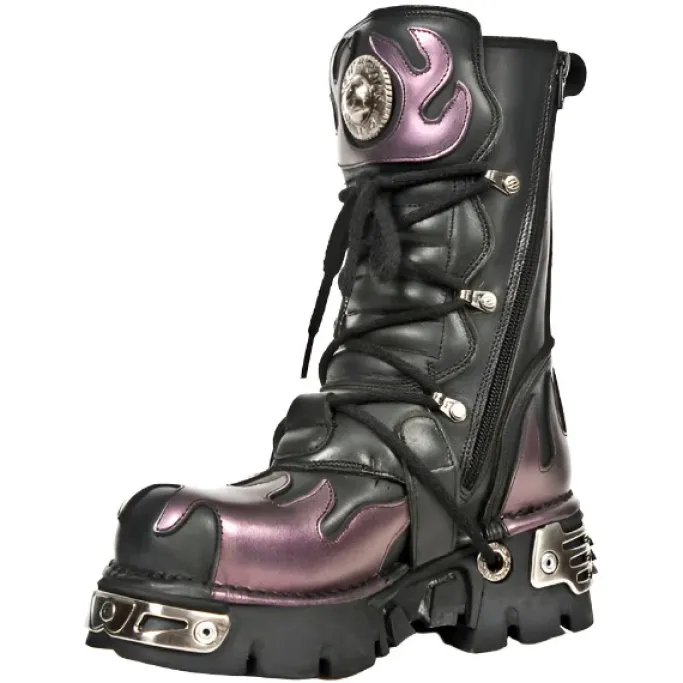 New Rock Boots New Rock Purple Flame Boots M591 S5 (UK3, 13)