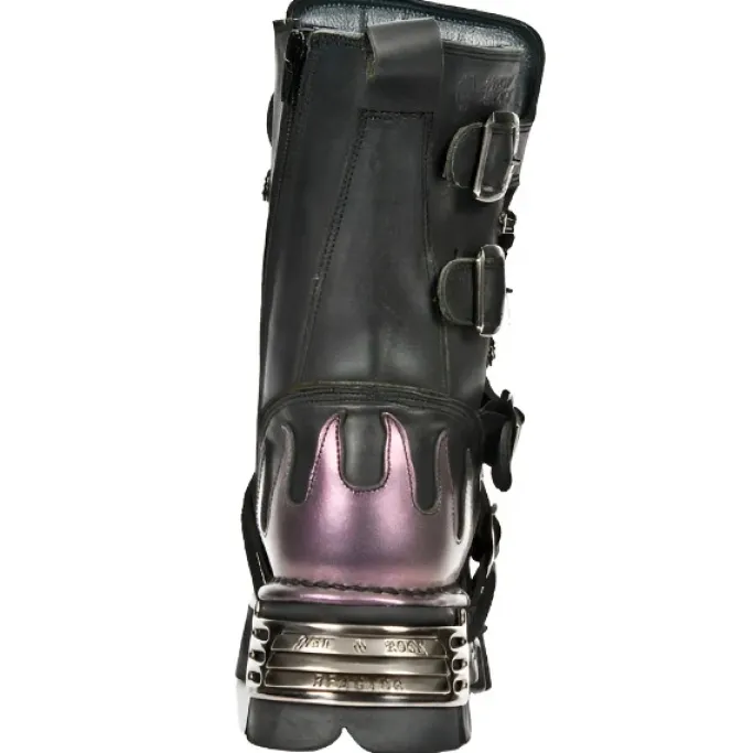 New Rock Boots New Rock Purple Flame Boots M591 S5 (UK3, 13)