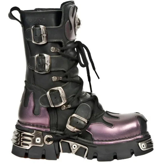 New Rock Boots New Rock Purple Flame Boots M591 S5 (UK3, 13)