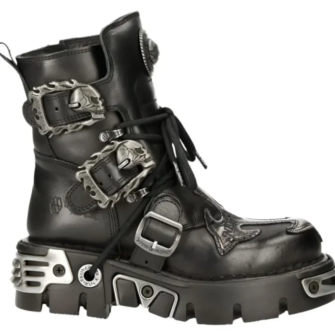 New Rock Boots New Rock Silver Cross Boots 407 (UK3)
