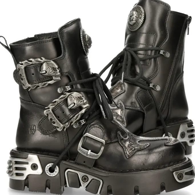 New Rock Boots New Rock Silver Cross Boots 407 (UK3)