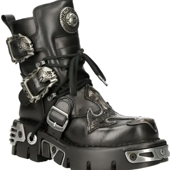 New Rock Boots New Rock Silver Cross Boots 407 (UK3)