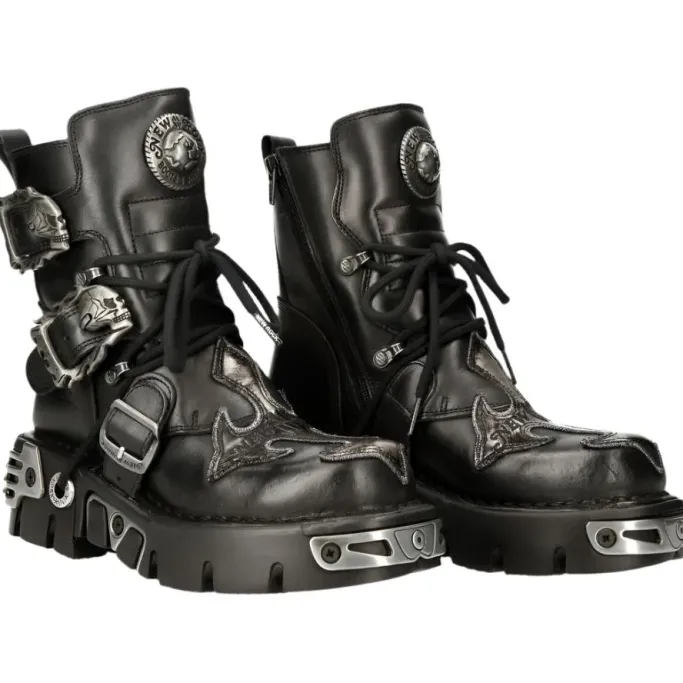 New Rock Boots New Rock Silver Cross Boots 407 (UK3)
