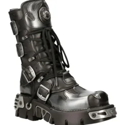 New Rock Boots New Rock Silver Flames Boots M591 S2