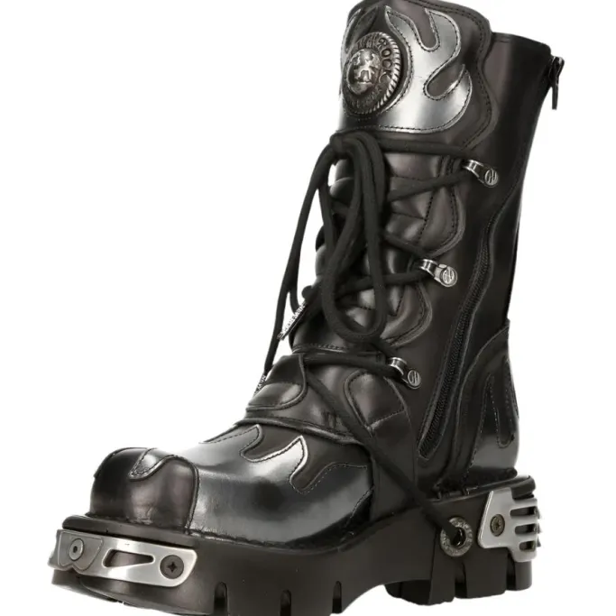 New Rock Boots New Rock Silver Flames Boots M591 S2