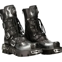 New Rock Boots New Rock Silver Flames Boots M591 S2