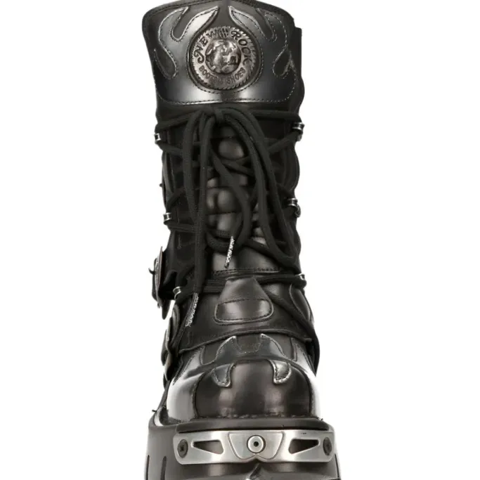 New Rock Boots New Rock Silver Flames Boots M591 S2