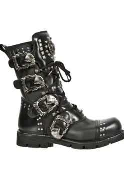 New Rock Boots New Rock Studded Black Boots M-1474-S1 (UK11, 12)