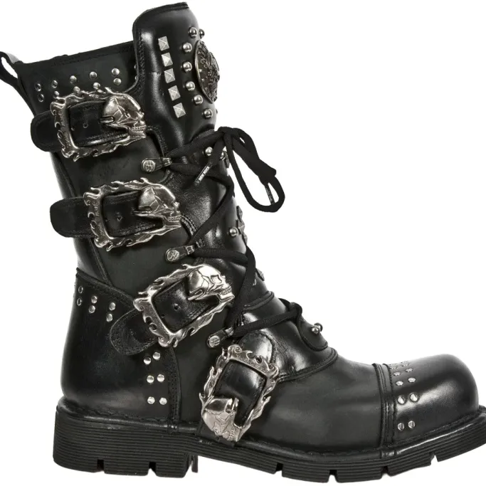 New Rock Boots New Rock Studded Black Boots M-1474-S1 (UK11, 12)