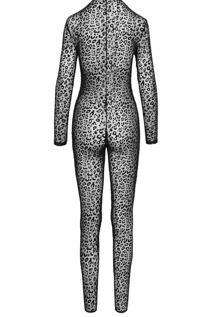 Noir Handmade Full Body Leopard Flock Catsuit