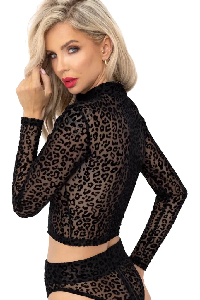 Noir Handmade Leopard Flock Top