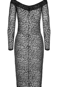 Noir Handmade Leopard Flock Midi Dress