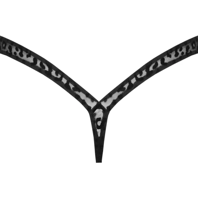 Noir Handmade Leopard Flock Thong