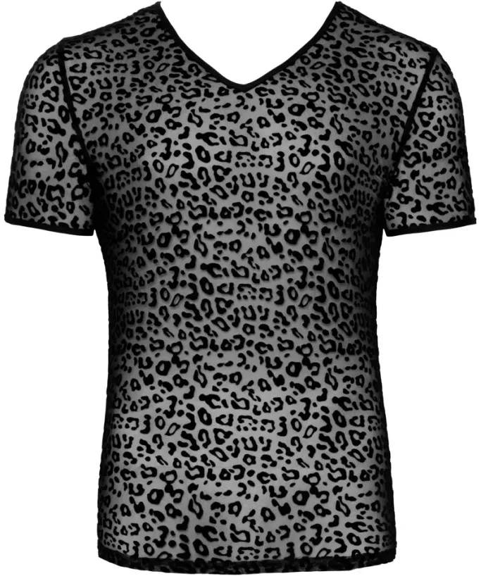 Noir Handmade Leopard Flock V-neck T-Shirt